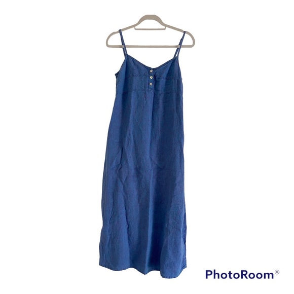 FLAX Tank Top Style Maxi 100% Linen Dress. - Picture 2 of 9